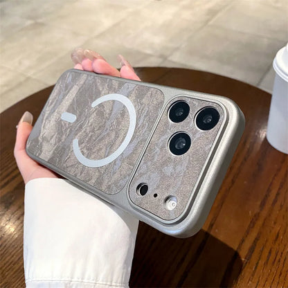 Luxury Solid Colors Large Window Leather Texture Magnetic Phone Case For iPhone