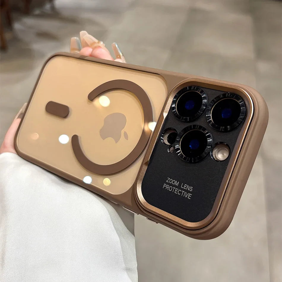 Luxury Magnetic Slim Matte Metal Lens Protector Phone Case For iPhone