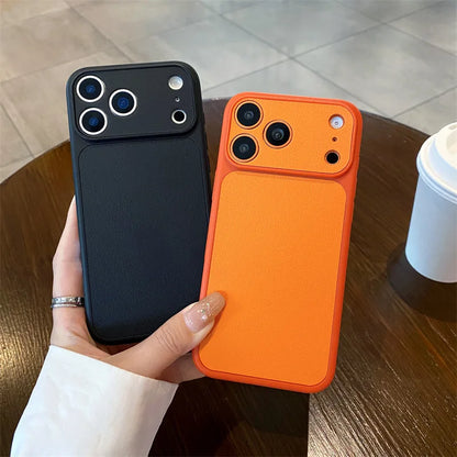 Luxury Solid Colors Lichee Leather Texture Phone Case For iPhone
