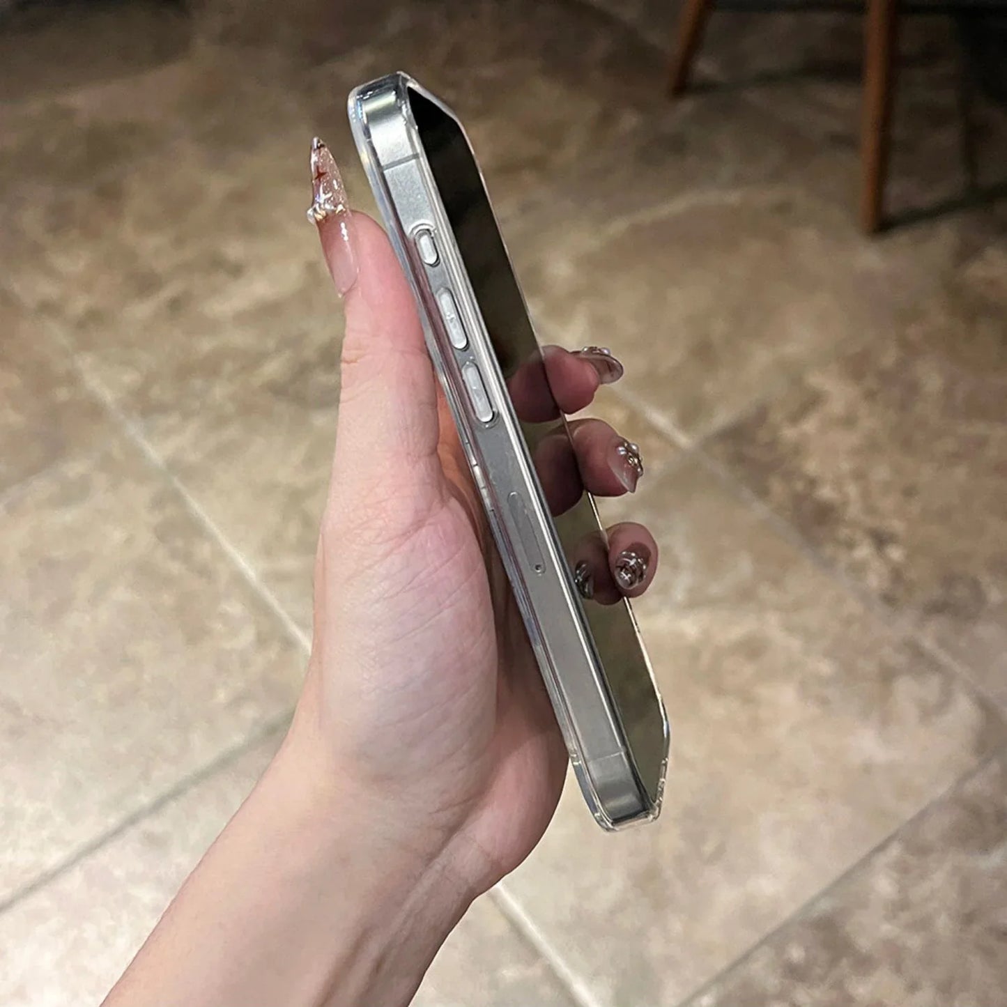 Dazzling Laser Star Pattern Magnetic Wireless Charging Clear Phone Case For iPhone