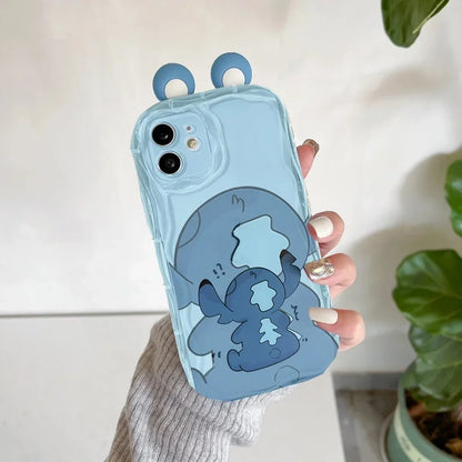3D Ears Toy Stitch Mickey Minnie Winnie Disney Cartoon Phone Case For iPhone