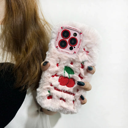 New Cherry Plush Autumn and Winter Cute and Warm Phone Case