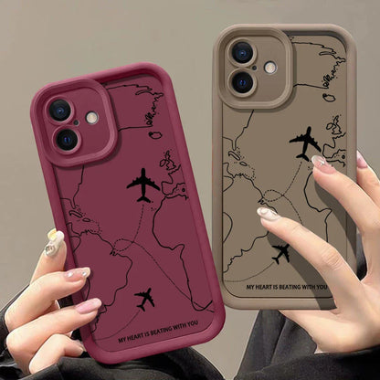 Airplane Route Pattern Phone Case For iPhone