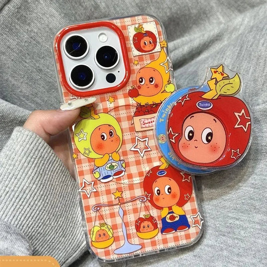 Healing Red Apples Twinkle Star Magnetic Phone Case For iPhone