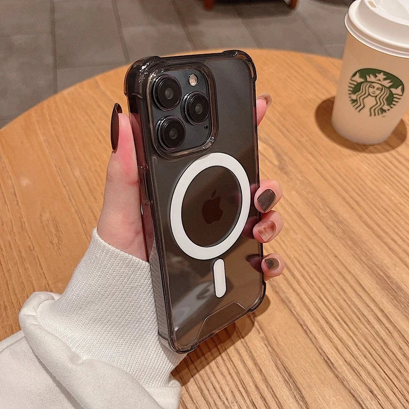 Luxury Shockproof Magsafe Wireless Charge Transparen Phone Case