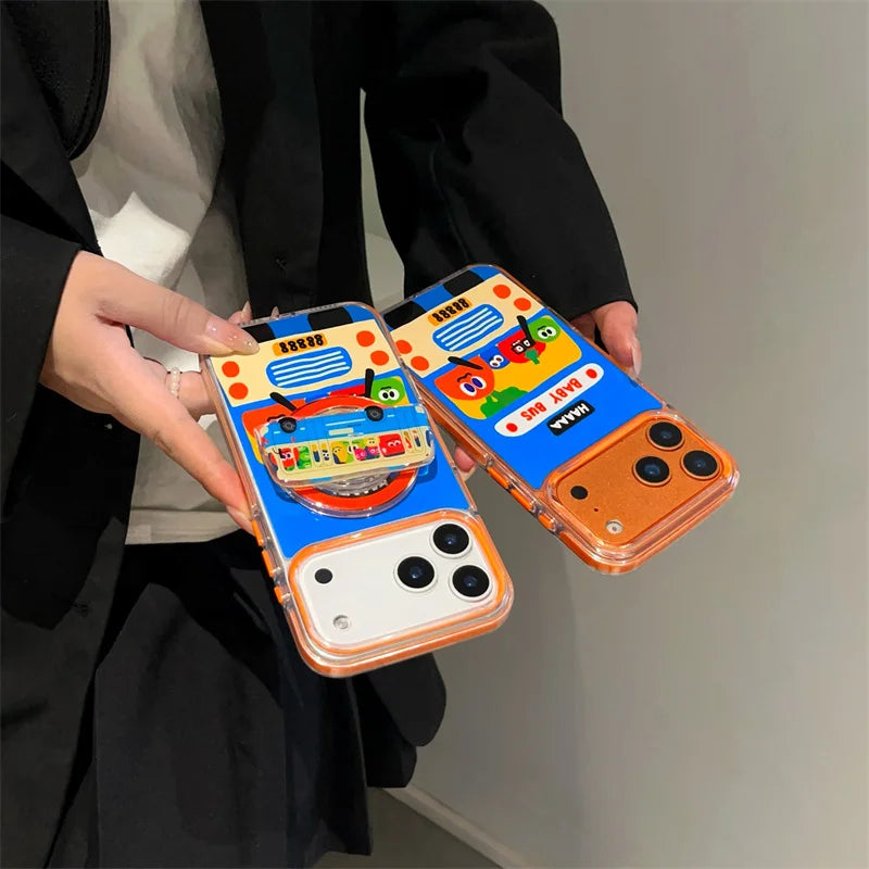 Kawaii Cartoon Carrot Bus Magnetic Phone Case For iPhone