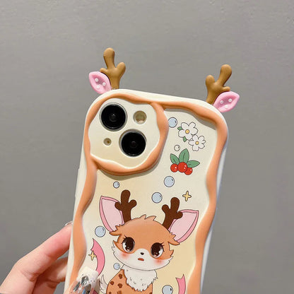 Cute Rubber Elk Ear Fairydust Eye Cartoon Phone Case