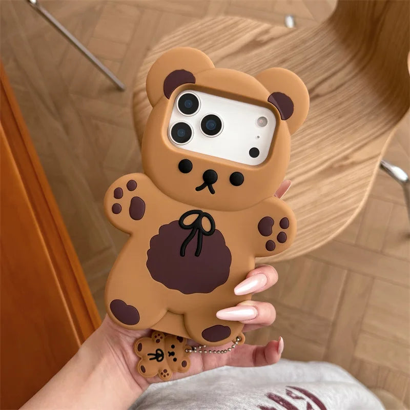 3D Cartoon Bear Soft Silicone Phone Case For iPhone