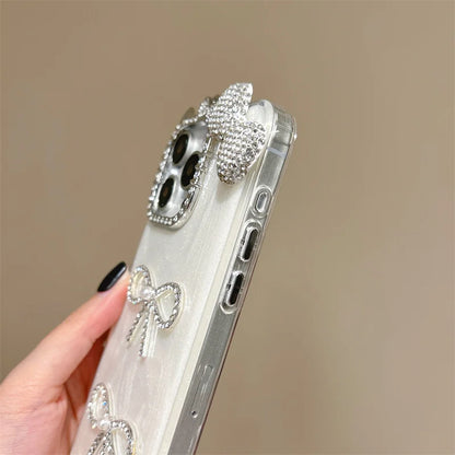 Korean Cute 3D Bowknot Glitter Diamond Bow Phone Case For iPhone