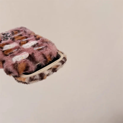 Cartoon Fluffy Hello Kitty Plush Cat Ears Phone Case