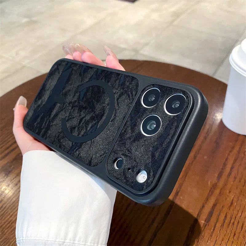 Luxury Solid Colors Large Window Leather Texture Magnetic Phone Case For iPhone