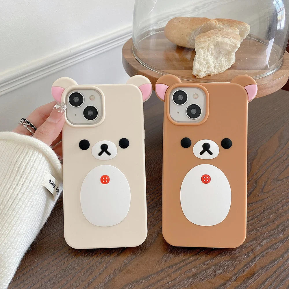 Fashion Cute Cartoon Rilakkuma Bear Soft Silicone Phone Case