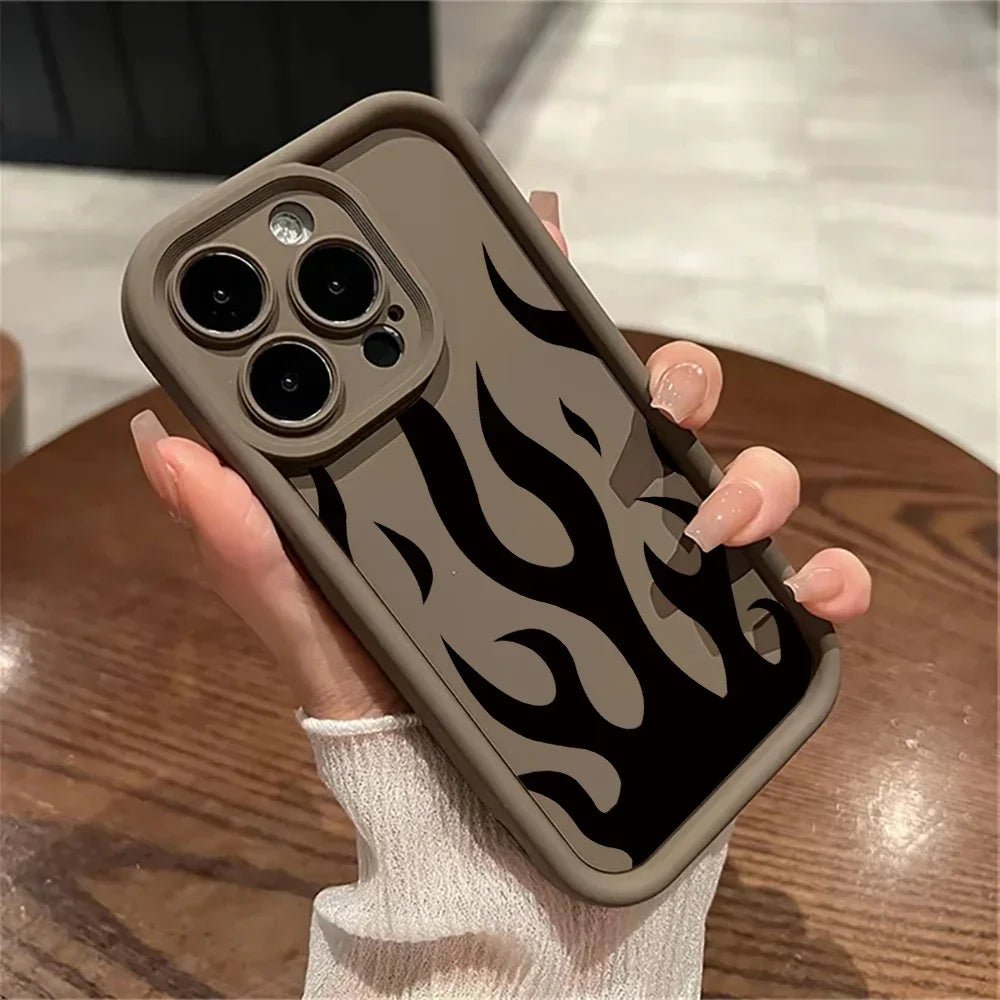 Fashion Black Flame Silicone Phone Case