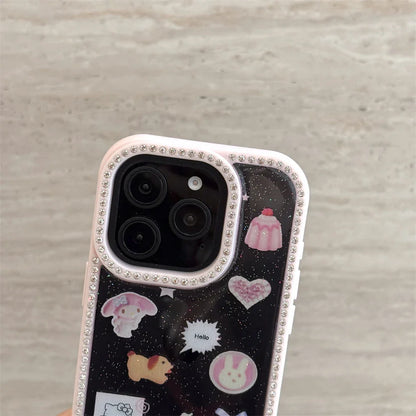 Glitter Bling Diamond Frame Cute Cartoon Pattern Hello Kitty Phone Case