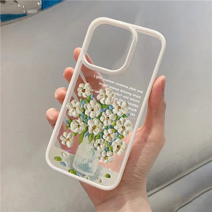 Art Oil Painted Flowers Clear Phone Case