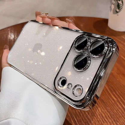Ultra Thin Slim Plating Transparent Glitter PC Case  For iPhone