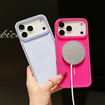 Luxury Diamond For Magsafe Wireless Charge Transparent Case For iPhone