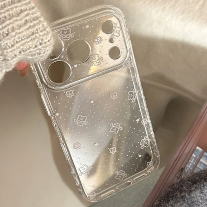 Korean Polka Dots Cartoon Bear Graffiti Soft Phone Case For iPhone