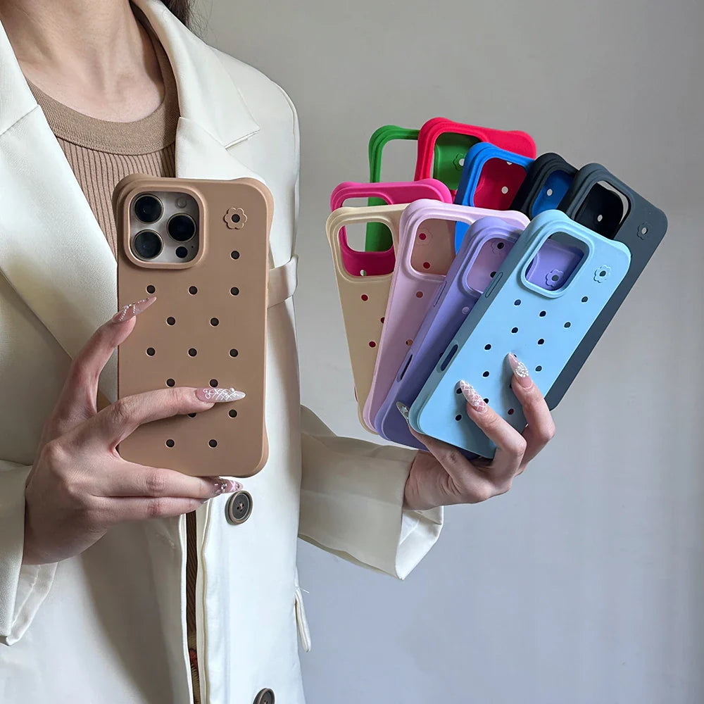 Fashion Diy Charms Holes Phone Case For iPhone