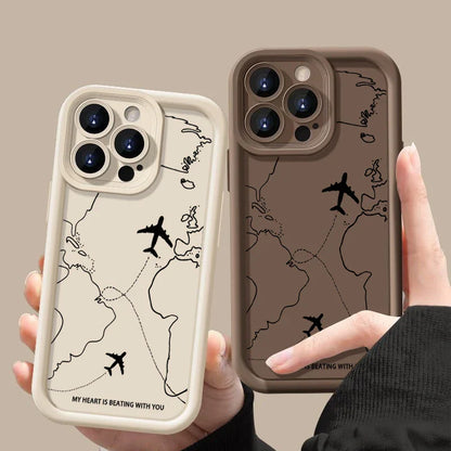 Airplane Route Pattern Phone Case For iPhone