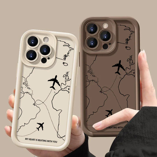 Airplane Route Pattern Phone Case For iPhone