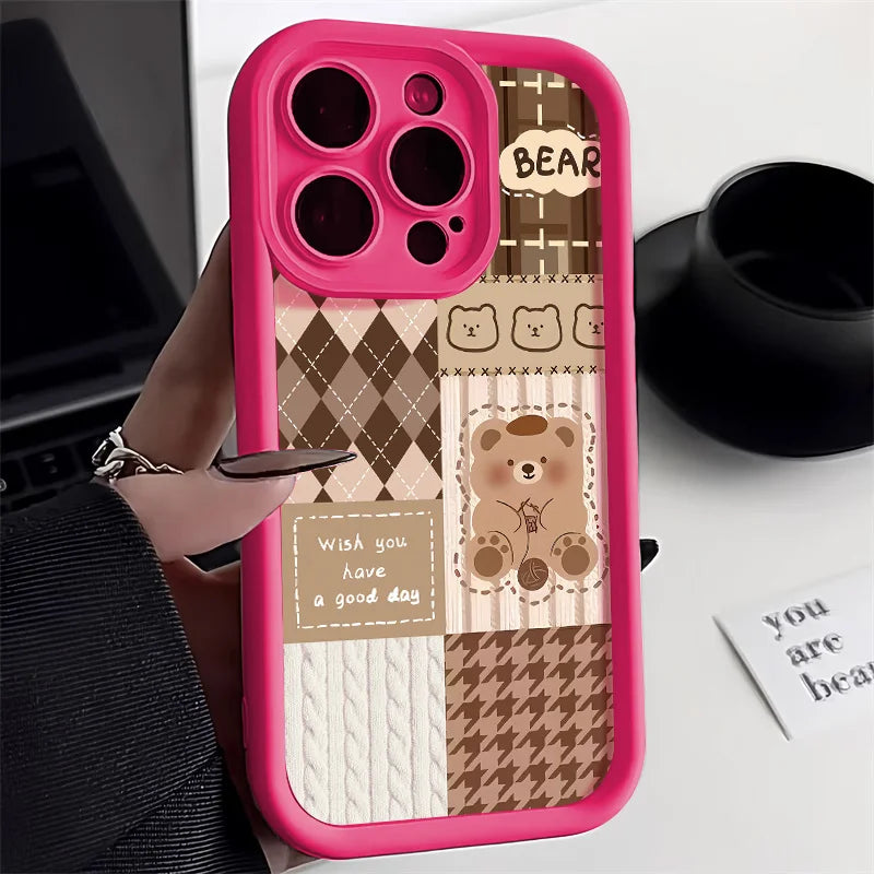 Retro Cute Bear Silicone Phone Case