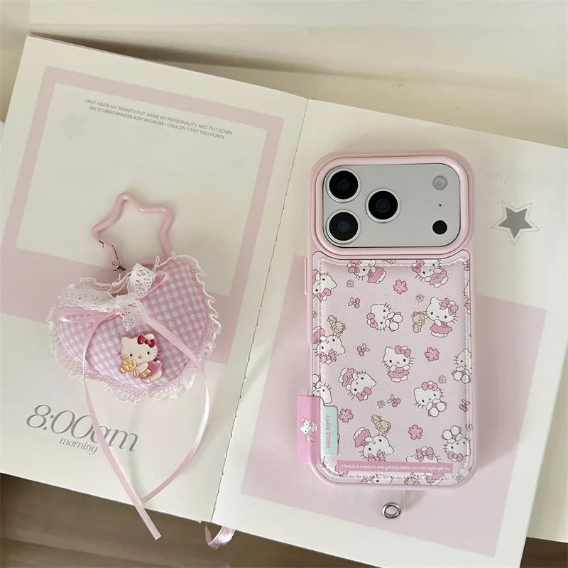 Fashion Cute Pink Hellokitty Leather Phone Case For iPhone