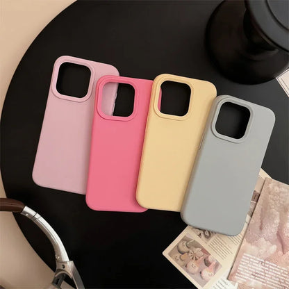 Dopamine-Inspired Silicone Solid Color Simple Fashion Phone Case For iPhone
