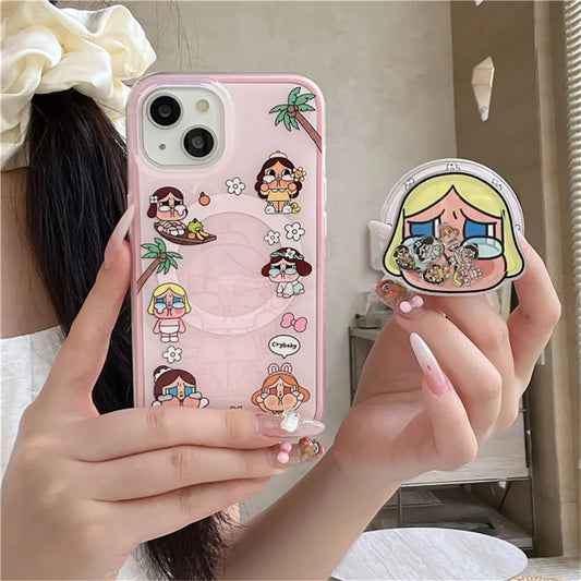 Funny Cute Crying Girl Magnetic Phone Case For iPhone