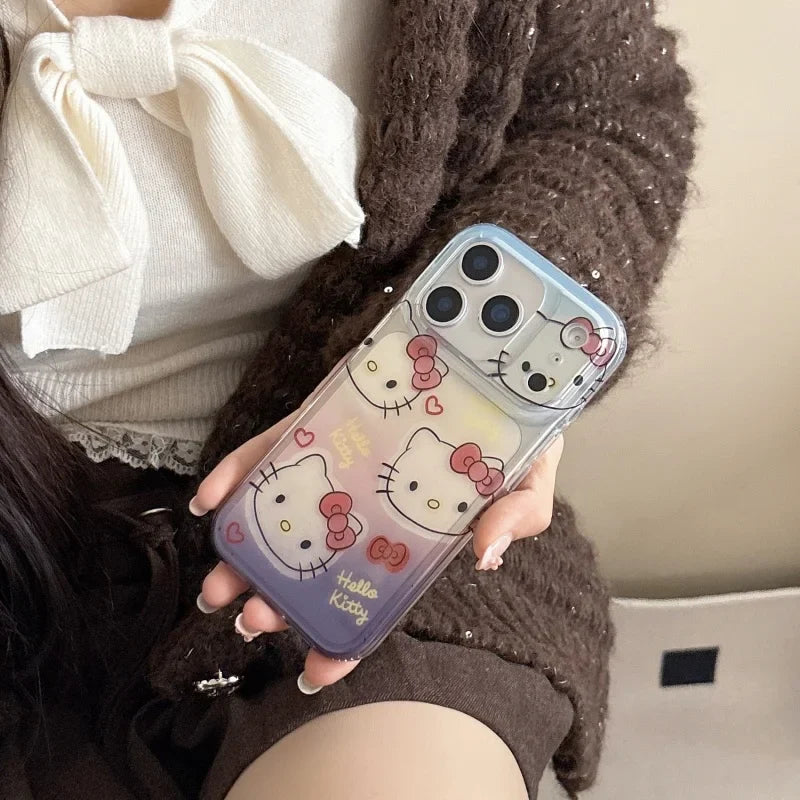 Cute Gradient Cartoon Love Hello Kitty Cat Phone Case For iPhone