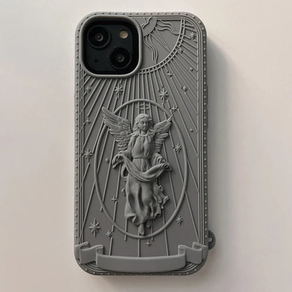 3D Classical Art Angel Statue Case Retro Girl Phone Case