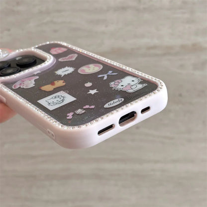 Glitter Bling Diamond Frame Cute Cartoon Pattern Hello Kitty Phone Case