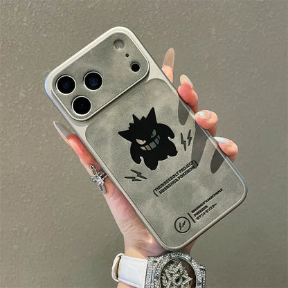 Anime Cartoon Ghost Gengar Laser Leather Texture Phone Case For iPhone