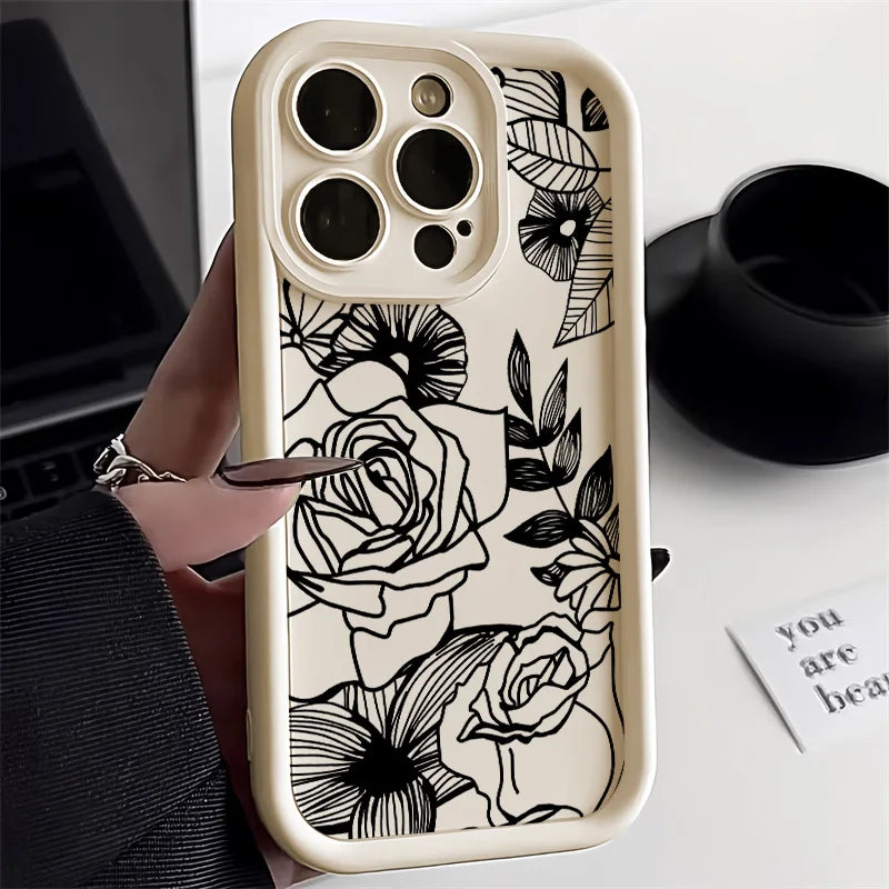 Black Flower Phone Case