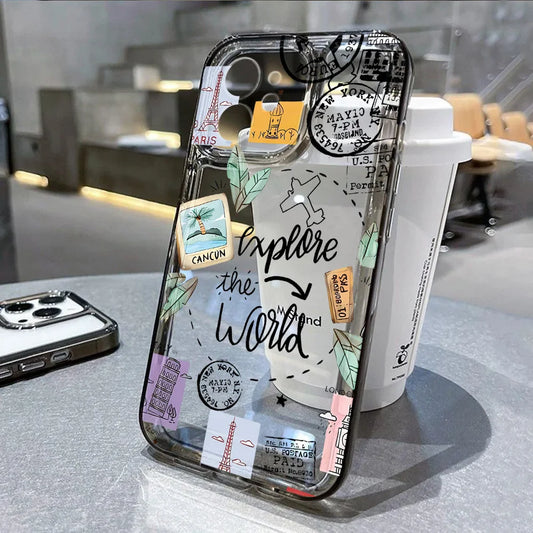 Travel Inspired Airplane Route Design Cover Transparent Phone Case