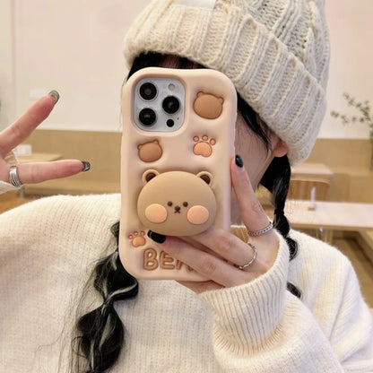 Cute Cartoon Bear Holder Phone Case