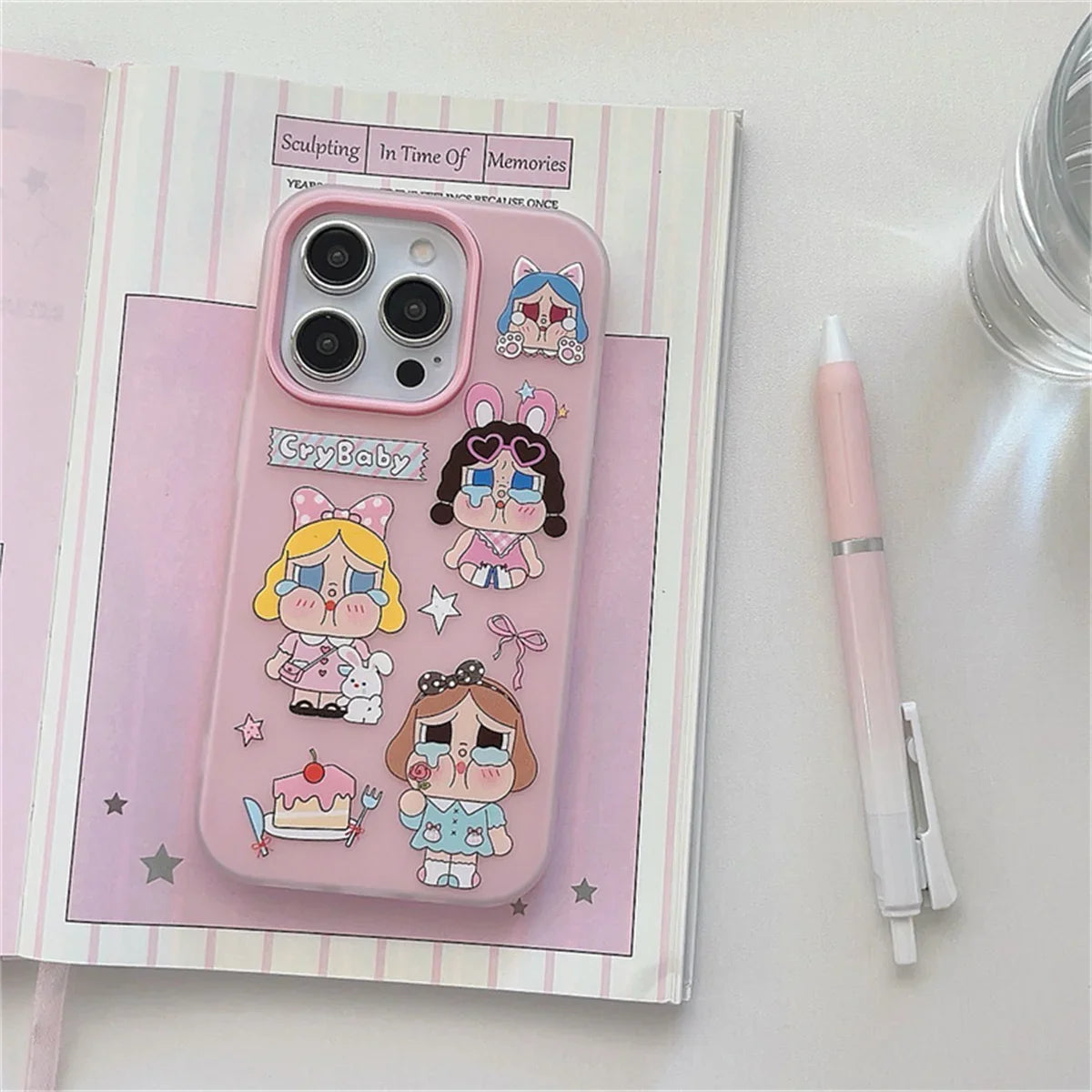 Fashion Cute Pink Cry Girl Phone Case For iPhone