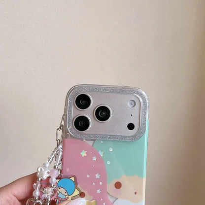 Kawaii Cute Couple Cartoon Star Gemini  Sparkling Phone Case For iPhone