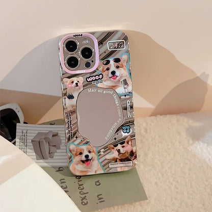Cute Line Cat Mirror Phone Case