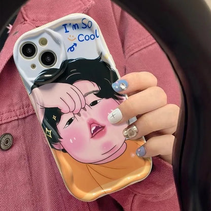 Spoof Girl Boy Nose Picking Wave Phone Case