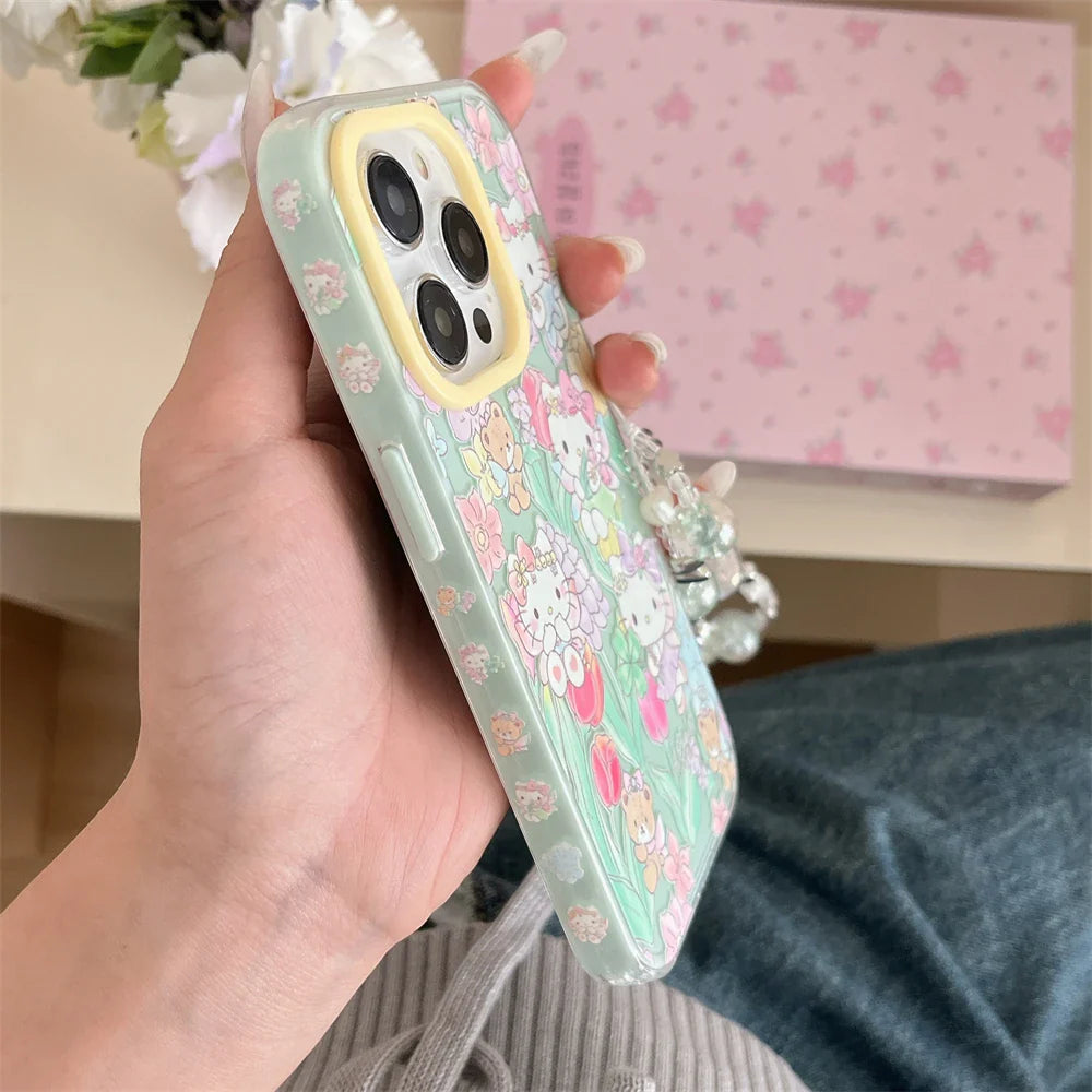 Cartoon Flowers Jelly Color Cute Hello Kitty Pattern Phone Case
