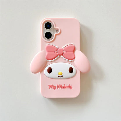 3D Kawaii Cartoon Pink Bowknot My Melody Phone Case For iPhoneCover