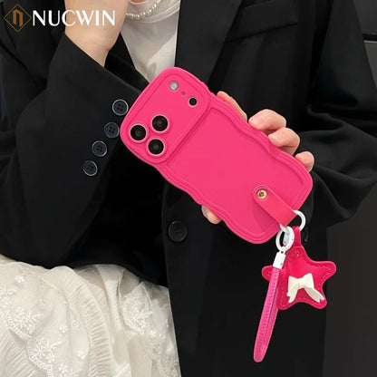 3D Wave Silicone Lanyard Case For iPhone