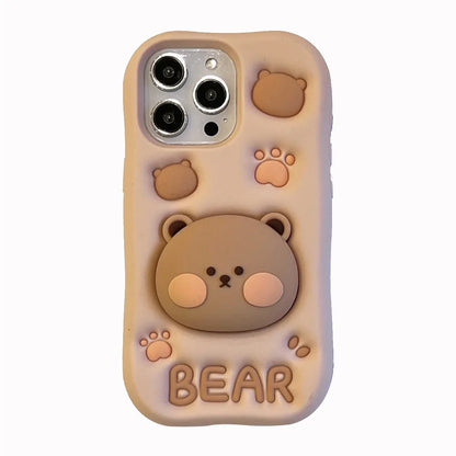 Cute Cartoon Bear Holder Phone Case