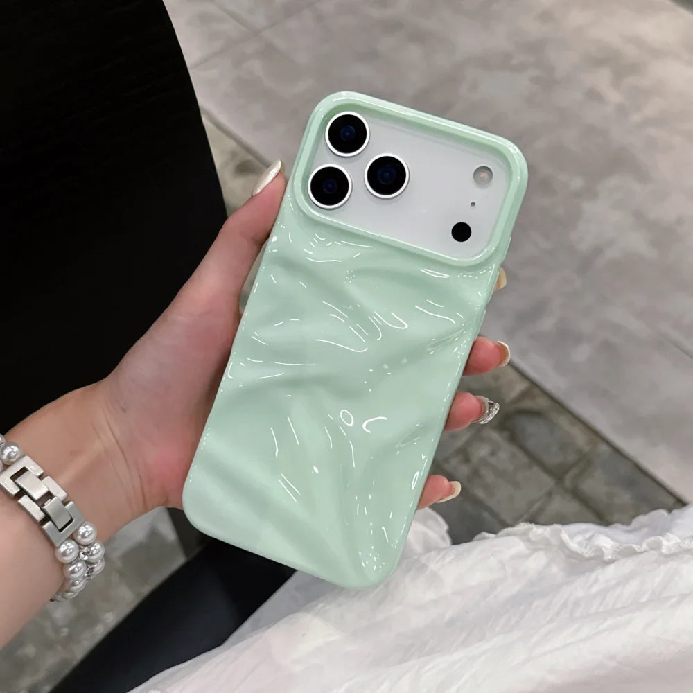 Candy Color Ripple Texture Glossy Phone Case For iPhone
