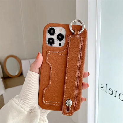 Cute Card Slot Bag Wristband Phone Holder Case For iPhone