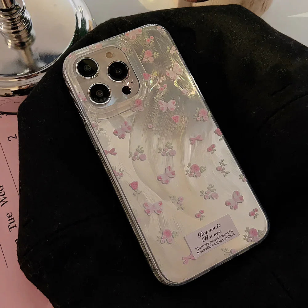 Luxury Laser Pink Rose Phone Case