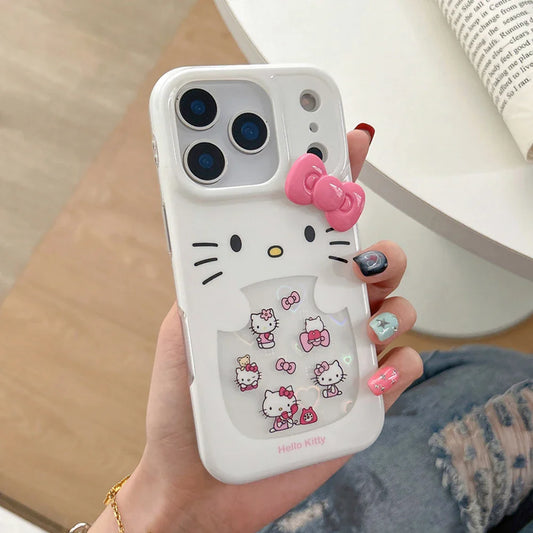 Glitter Laser Love Heart Hello Kitty Phone Case For iPhone