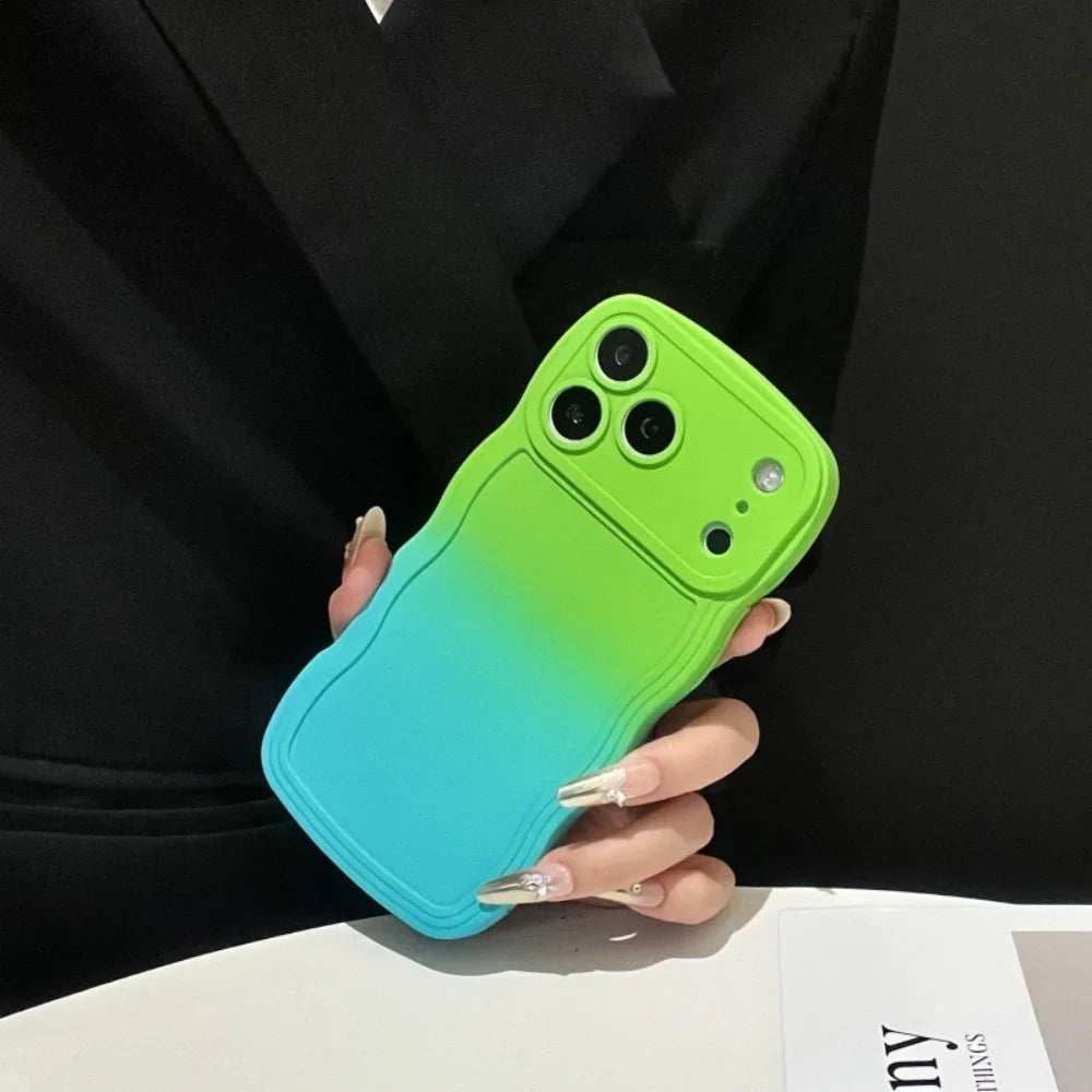 Soft Silicone Gradient Color Wave Phone Case For iPhone