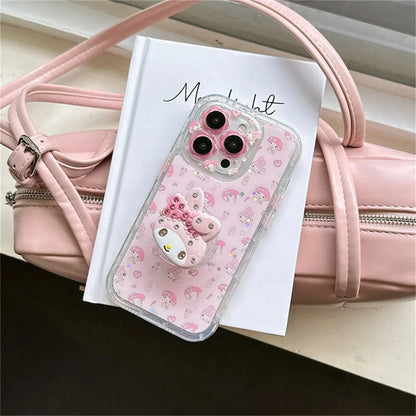Cute Cartoon Pink Diamond Melody Magnetic Stand Case For iPhone